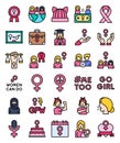 Feminism related filled icon set, vector illustration Royalty Free Stock Photo