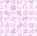 Feminism Signs Seamless Pattern Background on a White. Vector