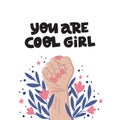 Feminism slogan. Girl power symbol. Women`s rights poster Royalty Free Stock Photo