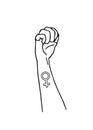 Feminism symbol. Female gender sign. Protest hand fist. Girl power. Vector illustration. Isolated background Royalty Free Stock Photo