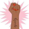 Feminism symbol. Fighting fist of a woman