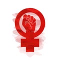 Feminism symbol, women fight for equal rights, vector isolated sign.