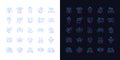 Feminism symbols gradient icons set for dark and light mode