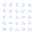 Feminism symbols gradient linear vector icons set