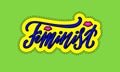 Feminist lettering on a neon colored sticker