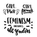 Feminist quotes lettering set