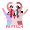 FEMTECH. Technologies, software, products and services for woman Royalty Free Stock Photo