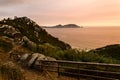 Fence Along the Rocky Shore Royalty Free Stock Photo