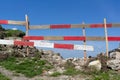 Fence, barrier and obstacle as sign of forbidden, prohibited and restricted entrance