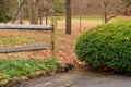 Fence and bush in Lullwater Park, Atlanta, USA Royalty Free Stock Photo