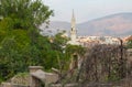 A fence in the city of Mostar was destroyed during the Balkan War. Bosnia and Herzegovina Royalty Free Stock Photo