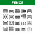 Fence Construction Collection Icons Set Vector