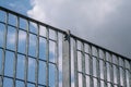 Fence: detail of a fence with stainless steel electro-welded metal grid. Royalty Free Stock Photo