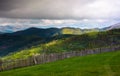 Fence on the edge of the hillside Royalty Free Stock Photo