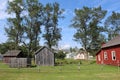 An outdoor scene from Sherbrooke village Nova Scotia with a farmhouse Royalty Free Stock Photo