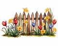 Fence, Flowers, Grass, and Tulips