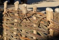 Fence in the form of a rural wattle fence Royalty Free Stock Photo