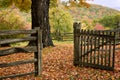 Fence and gate with Fall colors Royalty Free Stock Photo