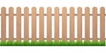 Fence with grass. Wooden picket background isolated farm garden barier illustration Royalty Free Stock Photo