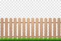 Fence with grass. Wooden picket background isolated farm garden barier illustration Royalty Free Stock Photo