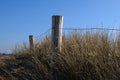 Fence on the grassy dune of Ty Hoche beach in Plouharnel