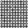 100 fence icons set black circle