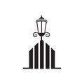 Fence lamp home building logo design