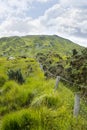 Fence leading to mountains Royalty Free Stock Photo