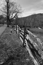 Fence Line a Country Lane on the Blue Ridge Parkway Royalty Free Stock Photo