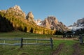 Fence in meadow in the Dolomites Royalty Free Stock Photo