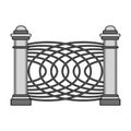 A fence of metal and bricks. A different fence single icon in monochrome style vector symbol stock illustration web.