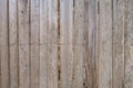 Fence from old weathered pine boards. Texture of natural aged wood. Woodworm holes, rusty nails. Creative vintage background Royalty Free Stock Photo