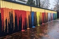 fence painting process with dripping paint