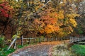 Fence And Path In Autumn Royalty Free Stock Photo