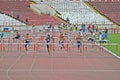 Athletes at 110 meters hurdle race 