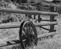 Corral near Medora, North Dakota in black and white