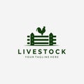 Fence Rooster Vintage Logo Vector Design Illustration, Rooster Icon, Farm Fresh, Livestock Company, Fence Logo Royalty Free Stock Photo