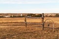 Fence, Ropes, Wagon Wheel Royalty Free Stock Photo