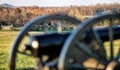 Fence Seen through Cannon Wheel on Manassas Battlefield Royalty Free Stock Photo