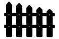 Fence. Silhouette. Wooden fence. The boards are fastened with screws. Vector illustration. Isolated white background.