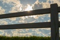 Fence with sky and sun,backlit images.