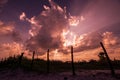 Sunrays through clouds at Arugam Bay, Sri Lanka Royalty Free Stock Photo