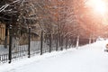 Fence with sun peaks Royalty Free Stock Photo