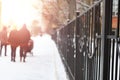 Fence with the sun peaks Royalty Free Stock Photo