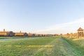 Fence surrounding wooden barracks in Auschwitz-Birkenau concentration camp, Poland Royalty Free Stock Photo