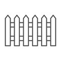 Fence thin line icon. Garden fencing vector illustration isolated on white. Barrier outline style design, designed for Royalty Free Stock Photo