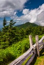 Fence and view of the Appalachians from Mount Mitchell, North Ca