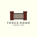 Fence with vintage style logo icon template design. housing, farm, vector illustration Royalty Free Stock Photo