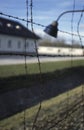 Fence and watch tower at Dachau concentration camp