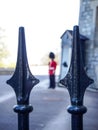 Fence of Windsor castle with a royal guard background Royalty Free Stock Photo